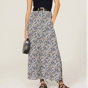 Zadig & Voltaire Maxi Skirt Judith Soft Flowers Block Side Slit Sea Floral 38 6